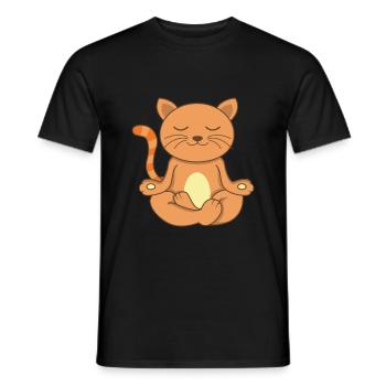 Namaste Meditating Cat Yoga Cat - Men's T-Shirt - black - Front - AI Model Male 178 light (178cm)