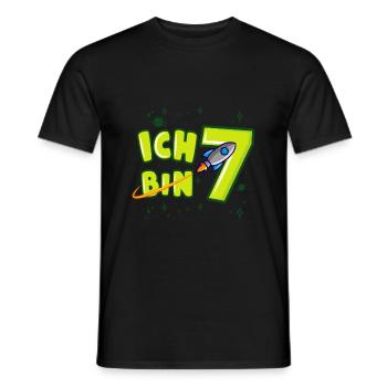 ICH BIN 7 Weltraum Kindergeburtstag 7 Jahre - Männer T-Shirt - Schwarz - Vorne - AI Model Male 178 light (178cm)