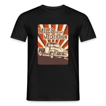 MILES ARE MY MEDITATION US Pickup Vintage US Car - Men's T-Shirt - black - Front - AI Model Male 178 light (178cm)