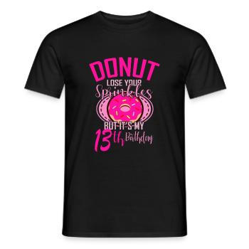 DONUT ANNIVERSAIRE 13 anniversaire fille donut - T-shirt homme - noir - Devant - AI Model Male 178 light (178cm)