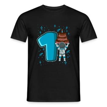 1 birthday boy 1 year space astronaut - Men's T-Shirt - black - Front - AI Model Male 178 light (178cm)