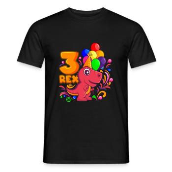 3 REX anniversaire DINO 3 ans dinosaure - T-shirt homme - noir - Devant - AI Model Male 178 light (178cm)
