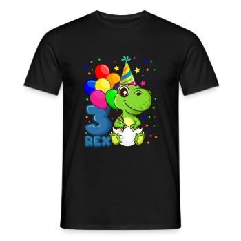 3 REX anniversaire DINO 3 ans dinosaure - T-shirt homme - noir - Devant - AI Model Male 178 light (178cm)