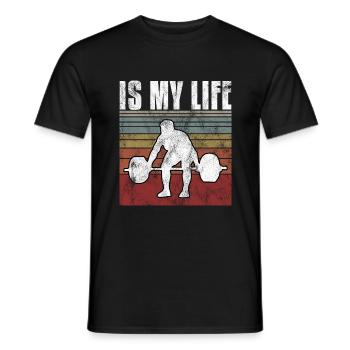 Bodybuilding is my life Bodybuilder GYM weight training - Men's T-Shirt - black - Front - AI Model Male 178 light (178cm)