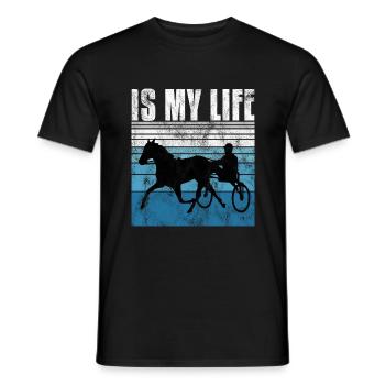 Is my life Trabreiter Trabrennen Trabreiten Retro - Männer T-Shirt - Schwarz - Vorne - AI Model Male 178 light (178cm)