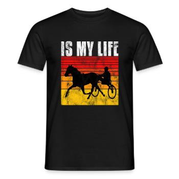 Is my life Trabreiter Trabrennen Trabreiten Retro - Männer T-Shirt - Schwarz - Vorne - AI Model Male 178 light (178cm)