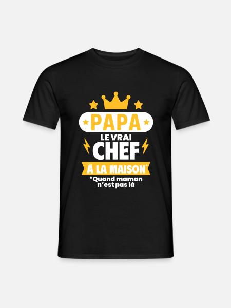 Papa, le vrai chef à la maison fête des pères noël - Mænd T-shirt - sort