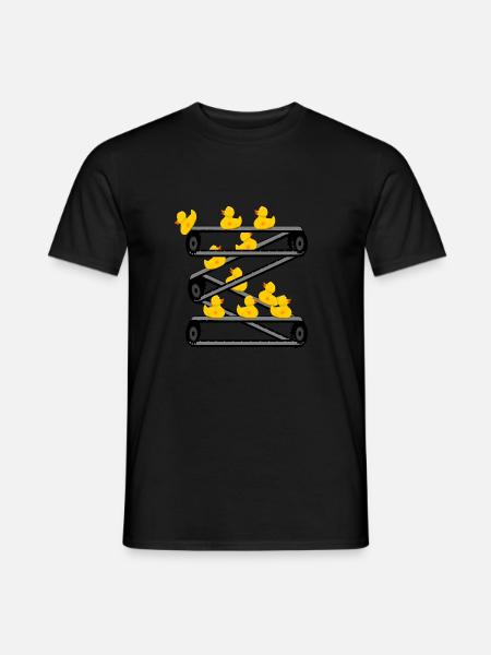Gummiente Quitscheente Förderband Comic - Männer T-Shirt - Schwarz