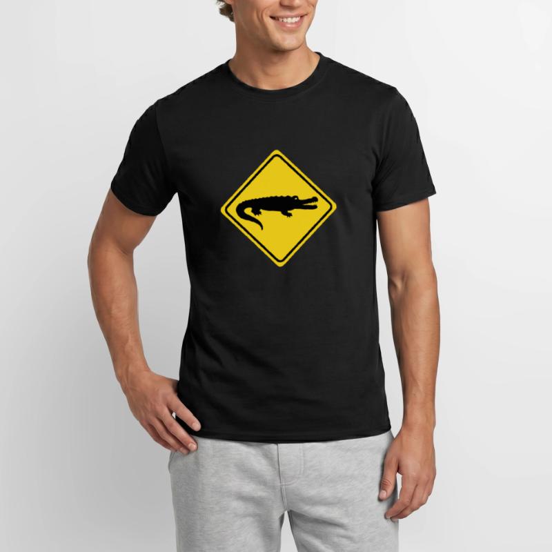 Warning - Crocodile - 2 Color Vector Men’s T-shirt