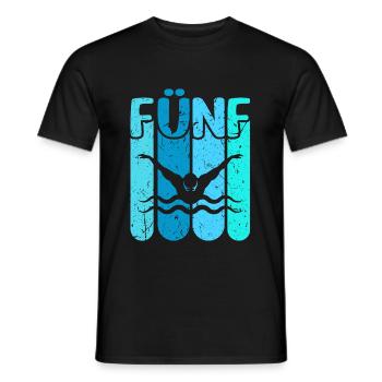 Schwimmen 5 Geburtstag Wasserratte Schwimm - Männer T-Shirt - Schwarz - Vorne - AI Model Male 178 light (178cm)