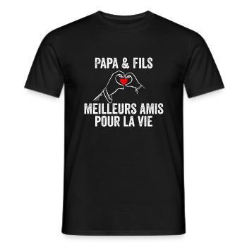 Papa Et Fils Meilleurs Amis Pour La Vie | Cadeau - T-shirt homme - noir - Devant - AI Model Male 178 light (178cm)