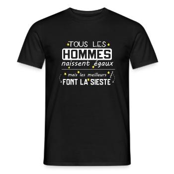 Sieste - Dormir - Dodo - Lit - Cadeau - Drôle - T-shirt homme - noir - Devant - AI Model Male 178 light (178cm)