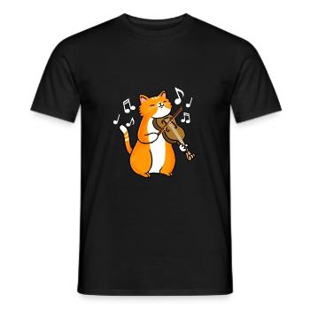 Chat avec violon - T-shirt homme - noir - Devant - AI Model Male 178 light (178cm)