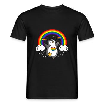 Penguin with LGBT flag - Men's T-Shirt - black - Front - AI Model Male 178 light (178cm)