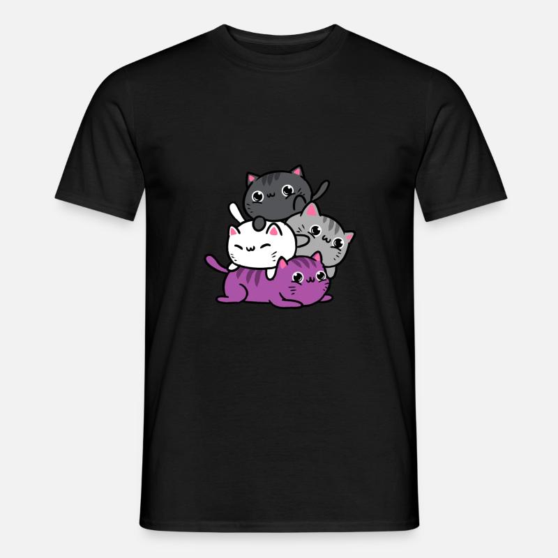Ace Pride Katzen - Männer T-Shirt - Schwarz