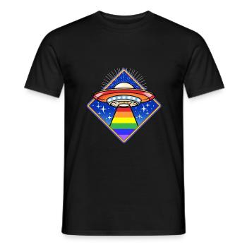 Gay Pride Ufo - Men's T-Shirt - black - Front - AI Model Male 178 light (178cm)