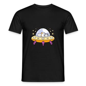 Chats Amoureux des chats Ufo - T-shirt homme - noir - Devant - AI Model Male 178 light (178cm)