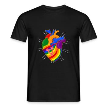 Coeur arc-en-ciel LGBT - T-shirt homme - noir - Devant - AI Model Male 178 light (178cm)