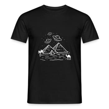 Alien UFO and pyramids alien theory - Men's T-Shirt - black - Front - AI Model Male 178 light (178cm)