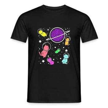 Cats in Space Astronauts Cat - Men's T-Shirt - black - Front - AI Model Male 178 light (178cm)