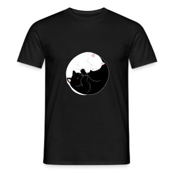 Yin und Yang Katze - Männer T-Shirt - Schwarz - Vorne - AI Model Male 178 light (178cm)