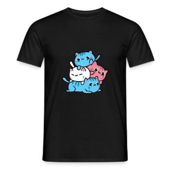 Trans Pride Katzen Geschenk für Transgender - Männer T-Shirt - Schwarz - Vorne - AI Model Male 178 light (178cm)