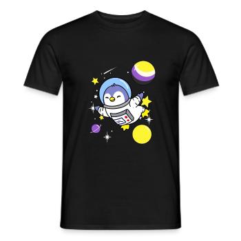 Pingouin non binaire dans l'espace Fierté non binaire - T-shirt homme - noir - Devant - AI Model Male 178 light (178cm)