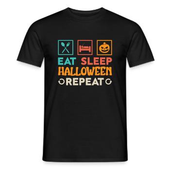 Funny Halloween T-Shirt Eat Sleep Halloween Repeat - Men's T-Shirt - black - Front - AI Model Male 178 light (178cm)