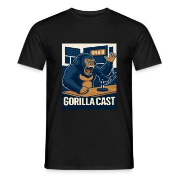 Gorilla Podcast on Air Studio Funny Podcaster - Men's T-Shirt - black - Front - AI Model Male 178 light (178cm)