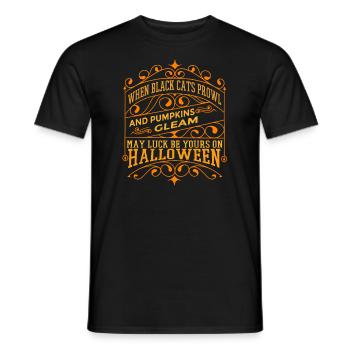 Halloween Saying When Black Cats Prowl - Men's T-Shirt - black - Front - AI Model Male 178 light (178cm)