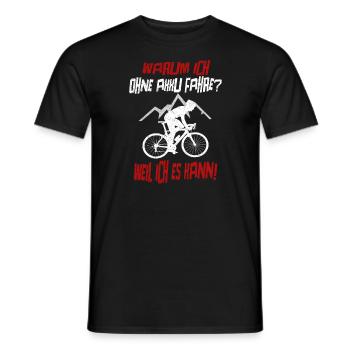 Warum Ich Ohne Akku Fahre Weil Ich Es Kann Fahrrad - Männer T-Shirt - Schwarz - Vorne - AI Model Male 178 light (178cm)