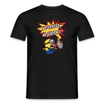Minions Mit Megaphon No Coffee No Work!!! - Männer T-Shirt - Schwarz - Vorne - AI Model Male 178 light (178cm)