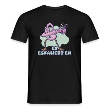 Party Spruch Trinkspruch Es Eskaliert Eh Flamingo - Männer T-Shirt - Schwarz - Vorne - AI Model Male 178 light (178cm)