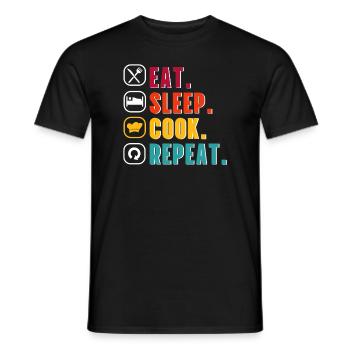 Koch Hobbykoch Eat Sleep Cook Repeat Geschenkidee - Männer T-Shirt - Schwarz - Vorne - AI Model Male 178 light (178cm)