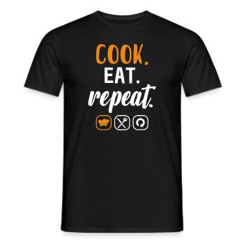 Cook Hobby Chef Cook Cook Eat Repeat Gift Idea - Men's T-Shirt - black - Front - AI Model Male 178 light (178cm)