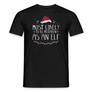 Christmas Most Likely To Be Mistaken As An Elf - Men's T-Shirt - black - Front - AI Model Male 178 light (178cm)