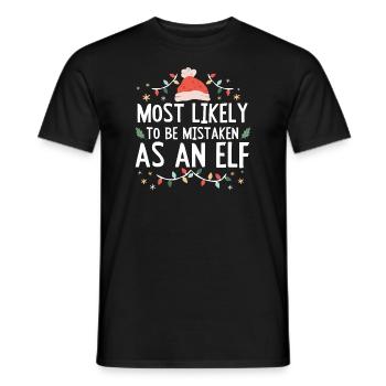 Christmas Most Likely To Be Mistaken As An Elf - Men's T-Shirt - black - Front - AI Model Male 178 light (178cm)