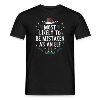 Christmas Most Likely To Be Mistaken As An Elf - Men's T-Shirt - black - Front - AI Model Male 178 light (178cm)