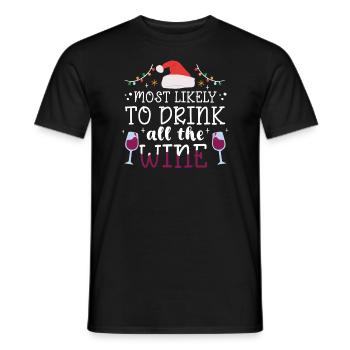 Christmas Wine Most Likely To Drink All The Wine - Men's T-Shirt - black - Front - AI Model Male 178 light (178cm)