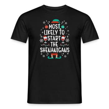 Christmas Wine Drinker Party Saying Funny Xmas - Men's T-Shirt - black - Front - AI Model Male 178 light (178cm)