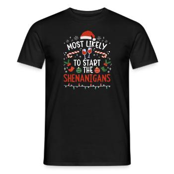 Christmas Wine Drinker Party Saying Funny Xmas - Men's T-Shirt - black - Front - AI Model Male 178 light (178cm)