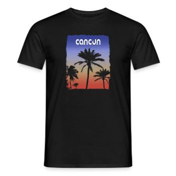 Cancun Mexique Coucher De Soleil Vacances Souvenir Palmier - T-shirt homme - noir - Devant - AI Model Male 178 light (178cm)