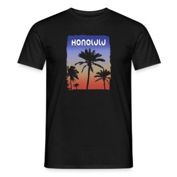 Honolulu Oahu Hawaii Sunset Vacation Souvenir - Men's T-Shirt - black - Front - AI Model Male 178 light (178cm)