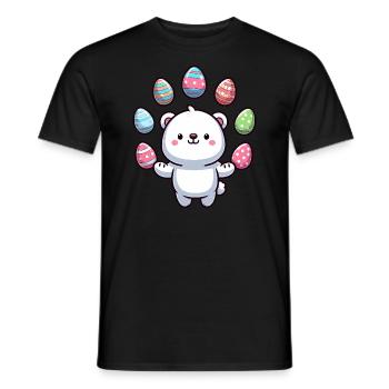 Cartoon Polar Bear Easter Egg Design - Men's T-Shirt - black - Front - AI Model Male 178 light (178cm)
