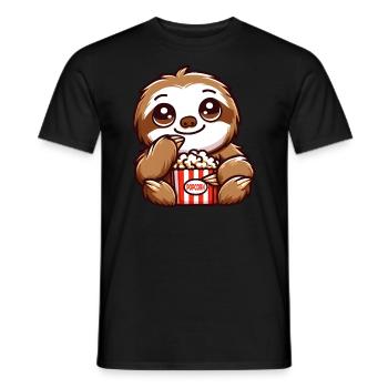 Sloth Movie Critic Cinema Popcorn Lovers - Men's T-Shirt - black - Front - AI Model Male 178 light (178cm)