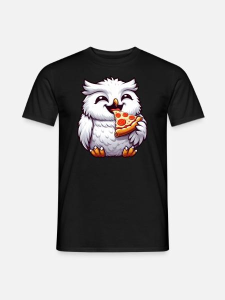 Eule Schneeeule Pizza Pizzaliebhaber - Männer T-Shirt - Schwarz