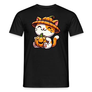Lunatique Halloween chat citrouille chapeau - T-shirt homme - noir - Devant - AI Model Male 178 light (178cm)