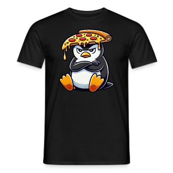 mignon pingouin chef dessin animé pizza maladroite - T-shirt homme - noir - Devant - AI Model Male 178 light (178cm)