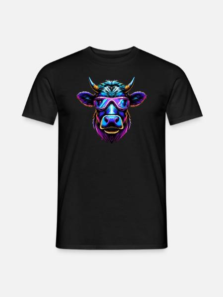 Kuh Brille lustig Rind Bauer Geschenk Landwirt - Männer T-Shirt - Schwarz