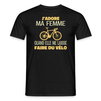 J'adore ma femme cadeau pour cycliste - T-shirt homme - noir - Devant - AI Model Male 178 light (178cm)